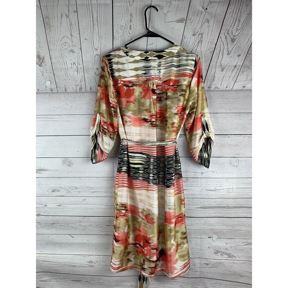 Kasper Separates Dress Womens Petite medium multi colored belted 3/4 sleeves - Picture 2 of 5